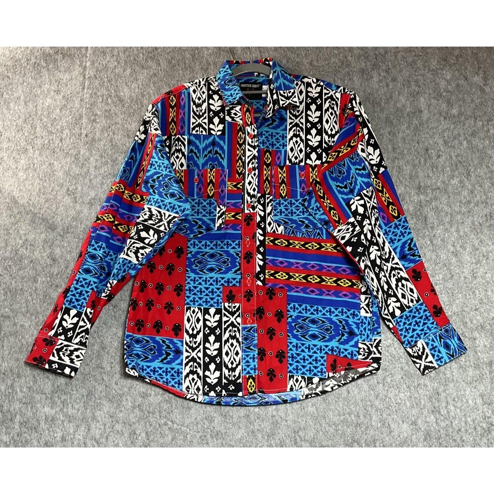 Vintage Frontier Series Shirt Womens Medium Southwestern Geometric Cowgirl Rodeo
